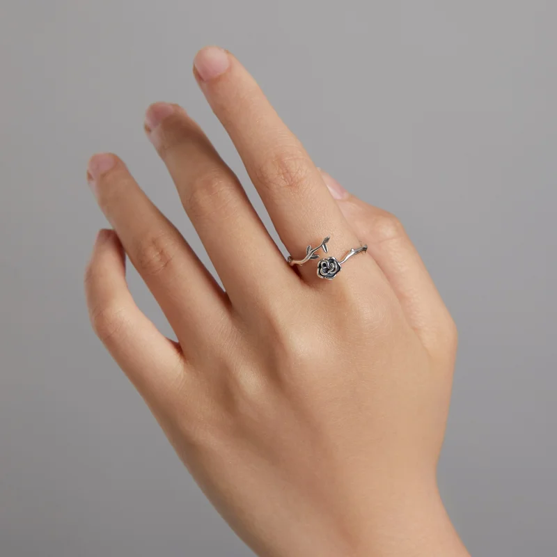 (Bild für) Offener Ring mit Dornenrose im Pandora-Stil - BSR196 - Ansicht 8