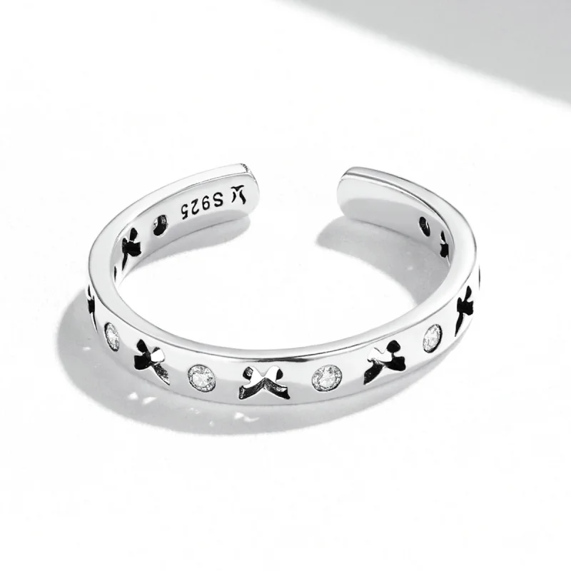 (Bild für) Offener Ring mit durchbrochenem Schmetterling im Pandora-Stil - SCR764 - Ansicht 3
