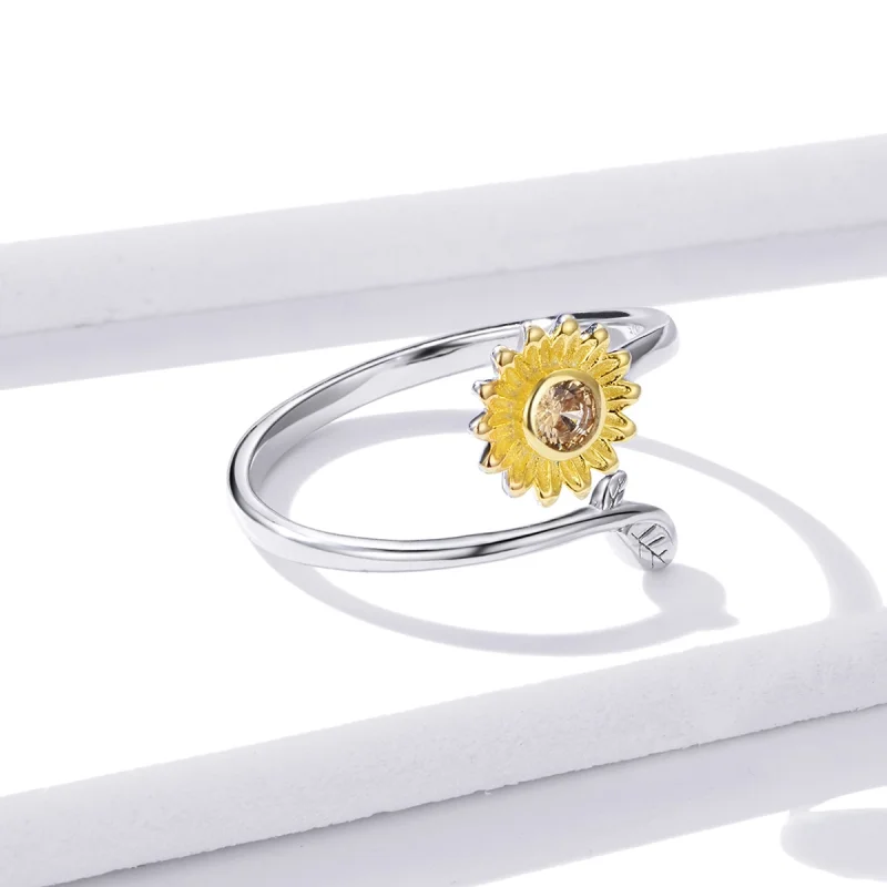 (Bild für) Offener Ring mit frischem Gänseblümchen im Pandora-Stil - BSR127 - Ansicht 4