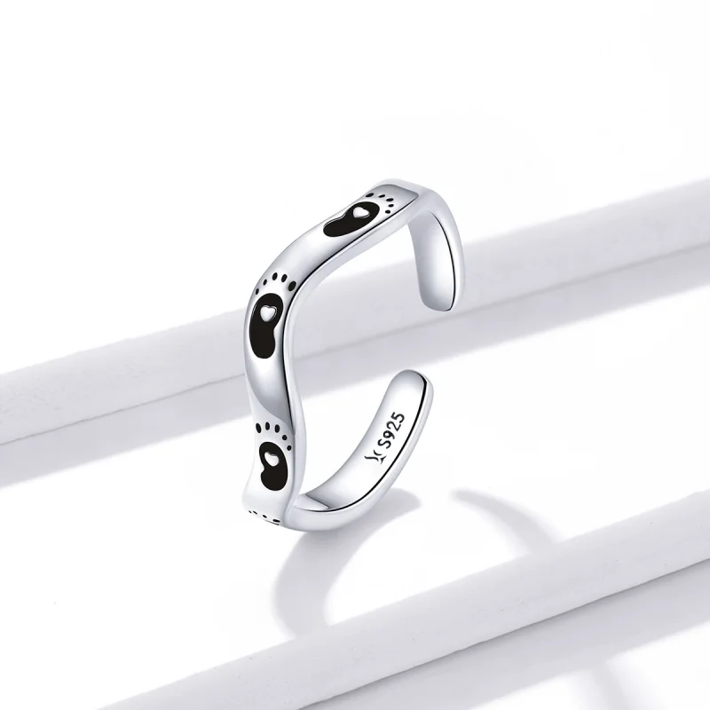 (Bild für) Offener Ring mit Fußabdruck im Pandora-Stil - SCR712 - Ansicht 2