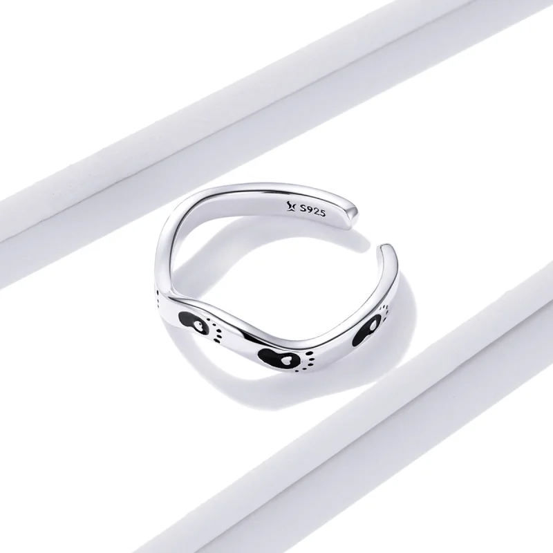 (Bild für) Offener Ring mit Fußabdruck im Pandora-Stil - SCR712 - Ansicht 4