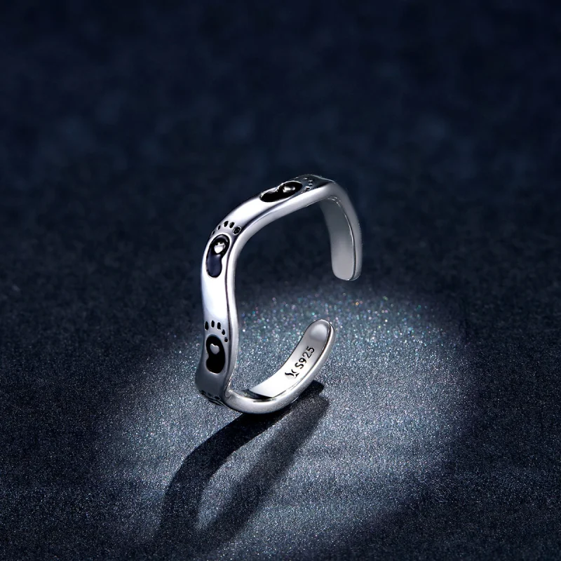 (Bild für) Offener Ring mit Fußabdruck im Pandora-Stil - SCR712 - Ansicht 5