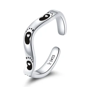 (Bild für) Offener Ring mit Fußabdruck im Pandora-Stil - SCR712