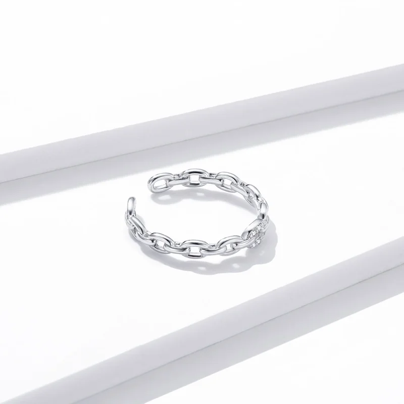 (Bild für) Offener Ring mit geometrischer Kette im Pandora-Stil - BSR145 - Ansicht 2