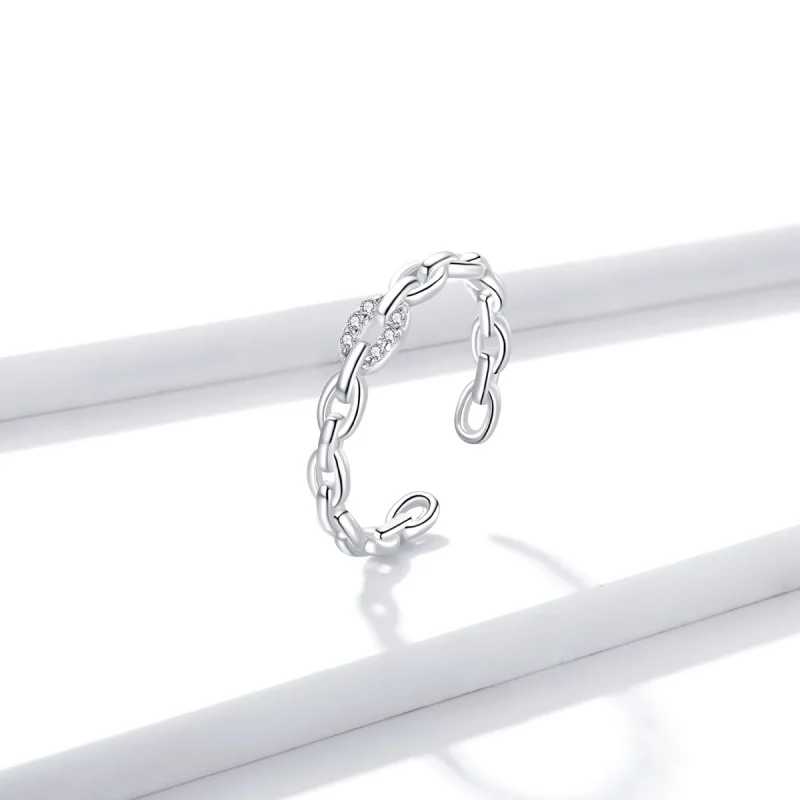 (Bild für) Offener Ring mit geometrischer Kette im Pandora-Stil - BSR145 - Ansicht 3