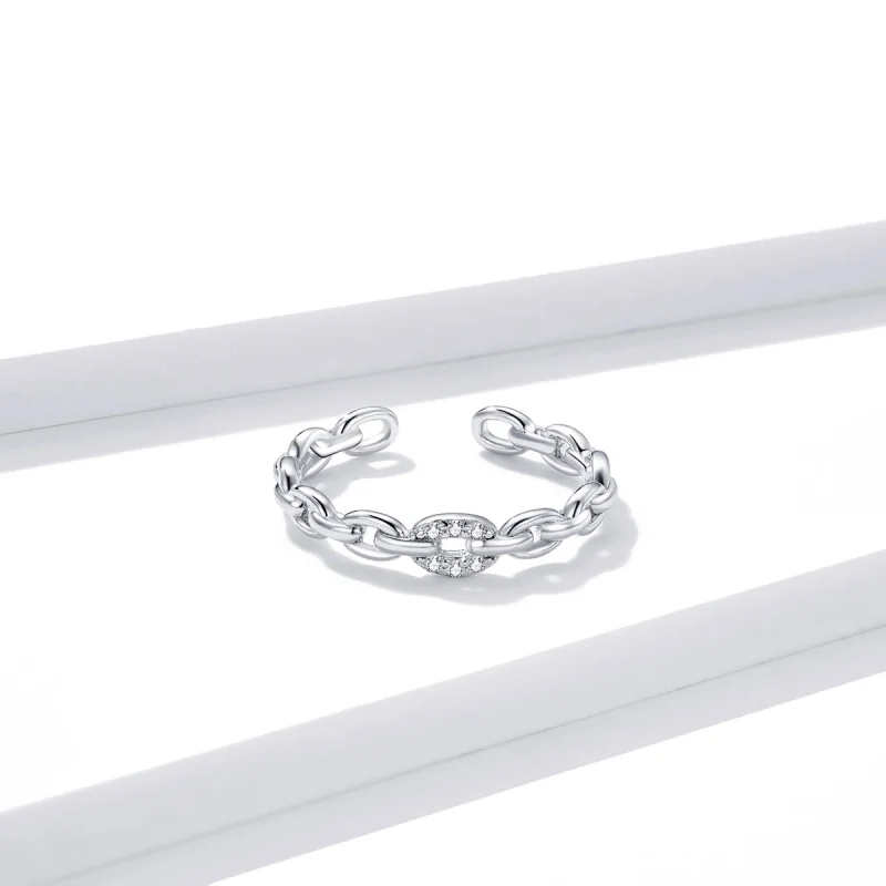 (Bild für) Offener Ring mit geometrischer Kette im Pandora-Stil - BSR145 - Ansicht 4