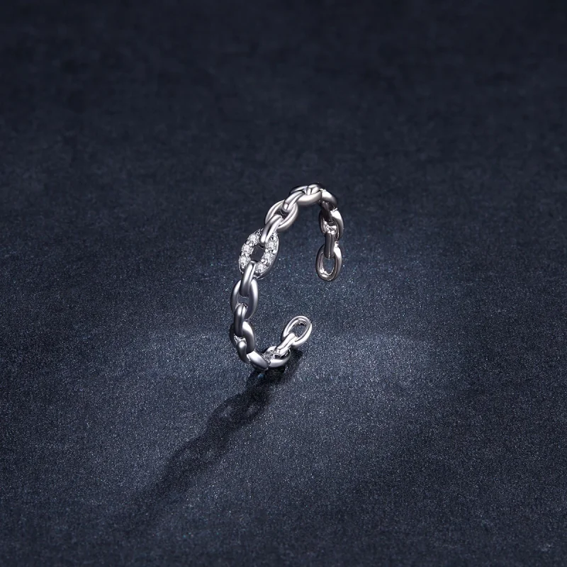 (Bild für) Offener Ring mit geometrischer Kette im Pandora-Stil - BSR145 - Ansicht 5