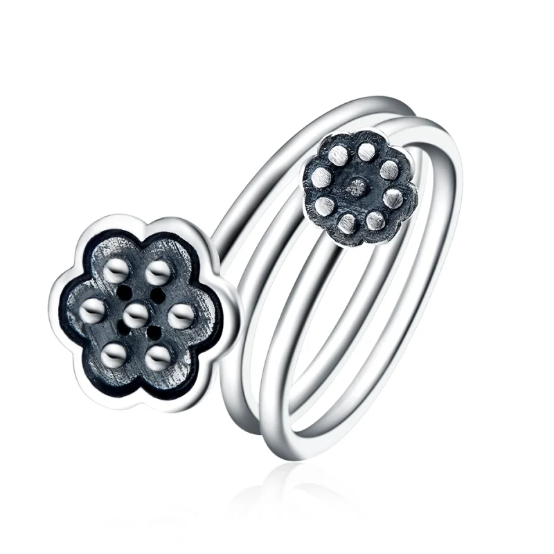 (Bild für) Offener Ring mit Lotus-Anhänger im Pandora-Stil - VSR054 - Ansicht 2
