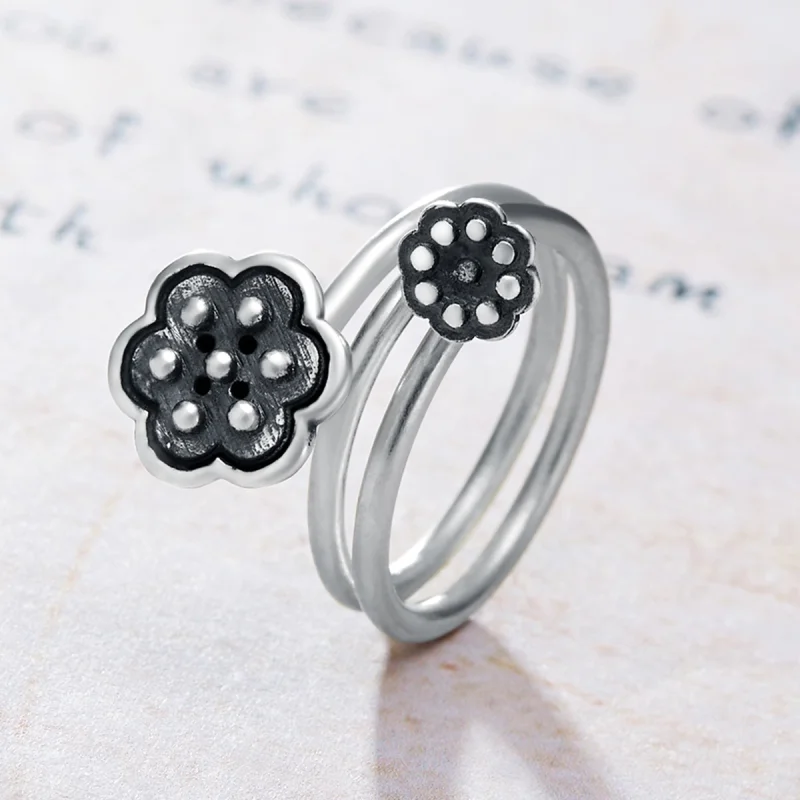 (Bild für) Offener Ring mit Lotus-Anhänger im Pandora-Stil - VSR054 - Ansicht 3