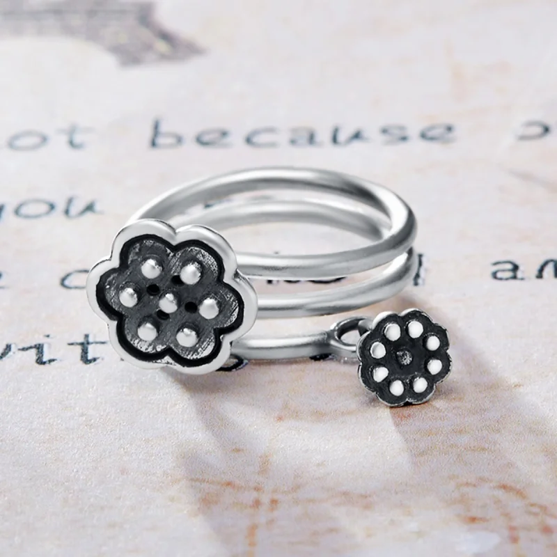 (Bild für) Offener Ring mit Lotus-Anhänger im Pandora-Stil - VSR054 - Ansicht 4