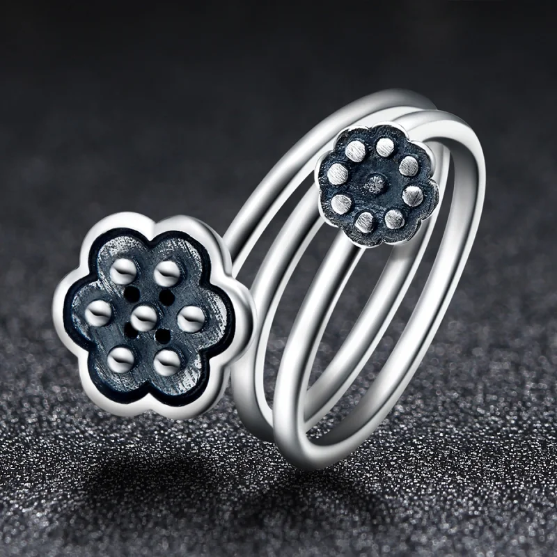(Bild für) Offener Ring mit Lotus-Anhänger im Pandora-Stil - VSR054 - Ansicht 7