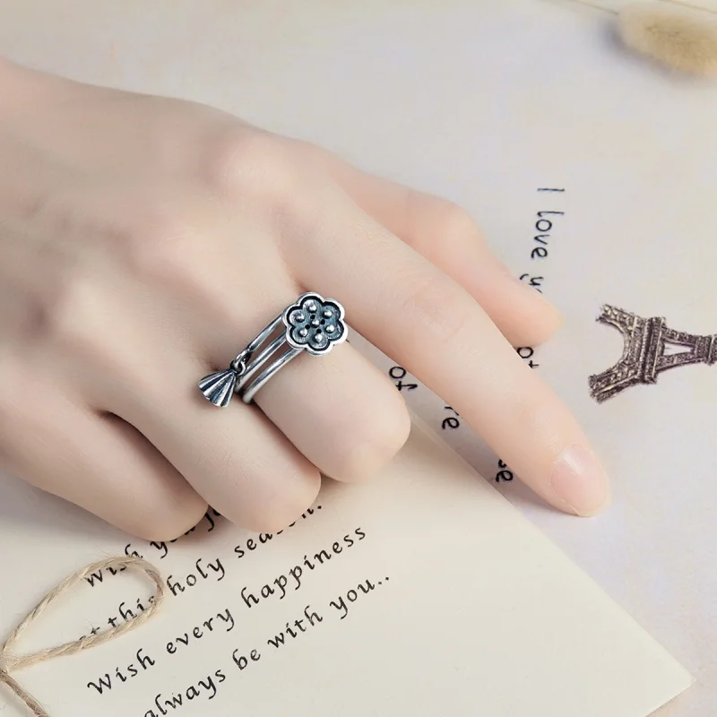 (Bild für) Offener Ring mit Lotus-Anhänger im Pandora-Stil - VSR054 - Ansicht 8