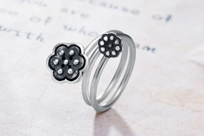 (Bild für) Offener Ring mit Lotus-Anhänger im Pandora-Stil - VSR054 - Ansicht 9
