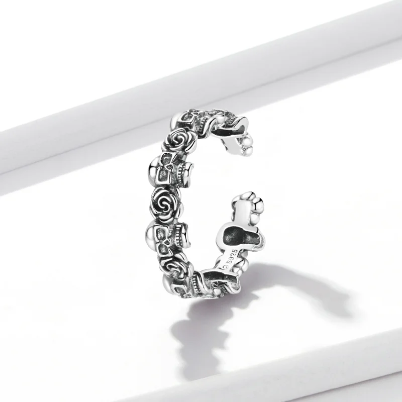 (Bild für) Offener Ring mit Rosenschädel im Pandora-Stil - BSR218 - Ansicht 2