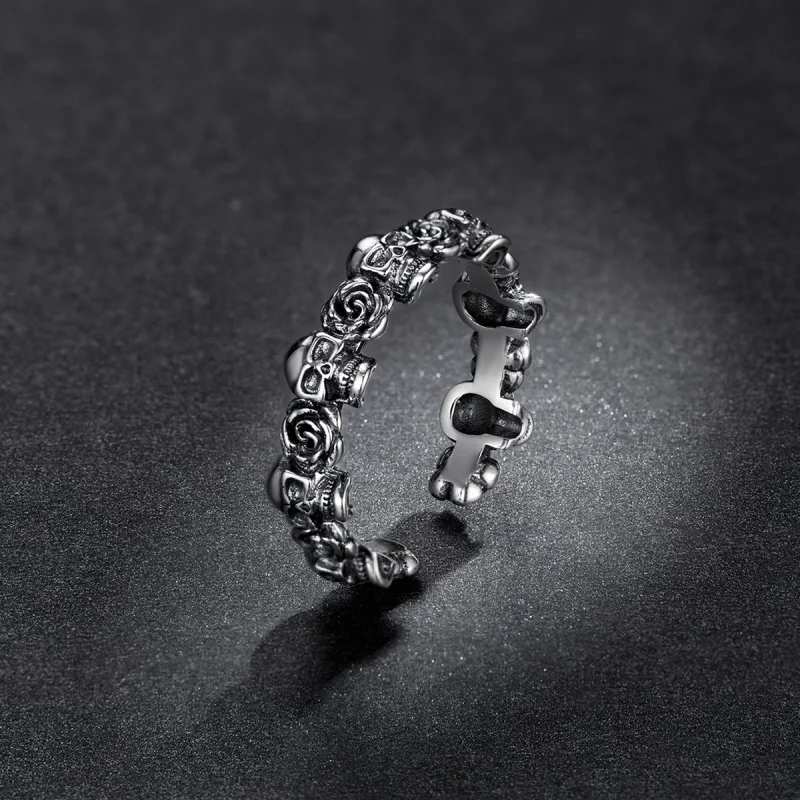 (Bild für) Offener Ring mit Rosenschädel im Pandora-Stil - BSR218 - Ansicht 5