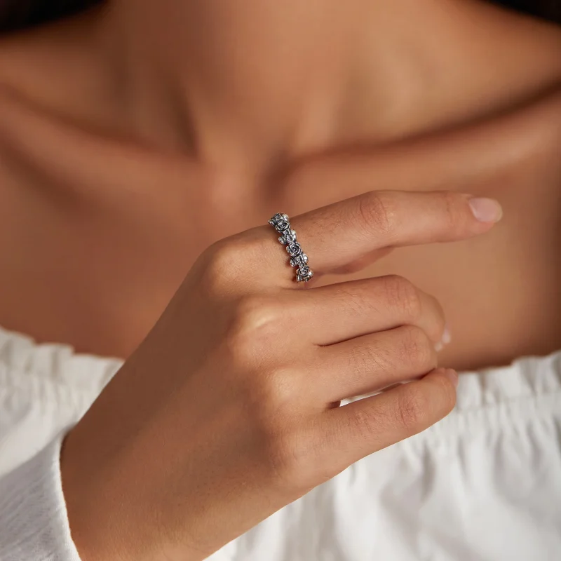 (Bild für) Offener Ring mit Rosenschädel im Pandora-Stil - BSR218 - Ansicht 6