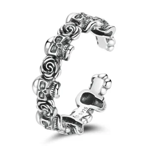 (Bild für) Offener Ring mit Rosenschädel im Pandora-Stil - BSR218