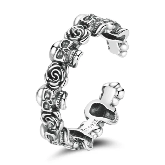 (Bild für) Offener Ring mit Rosenschädel im Pandora-Stil - BSR218