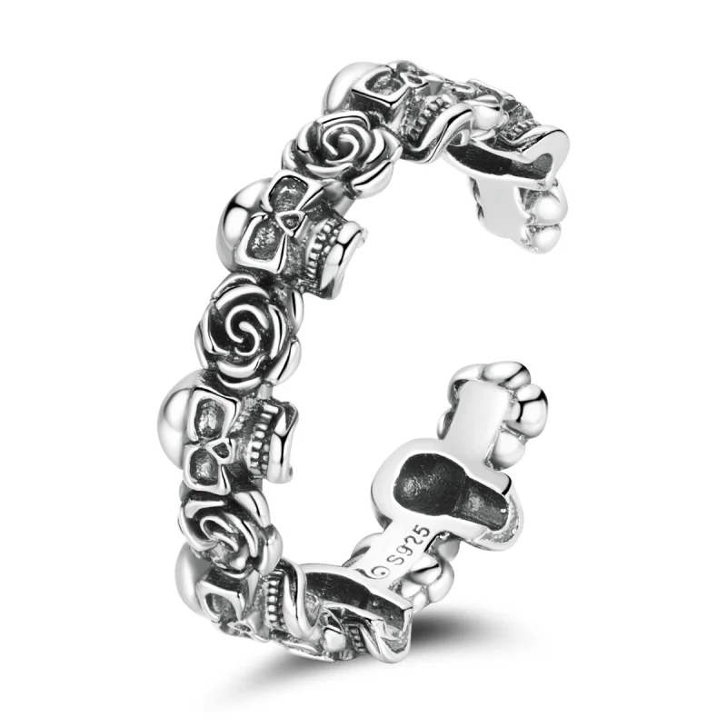 (Bild für) Offener Ring mit Rosenschädel im Pandora-Stil - BSR218