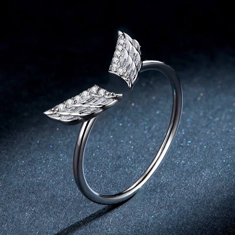 (Bild für) Offener Ring mit silbernen Flügeln im Pandora-Stil - BSR108 - Ansicht 5