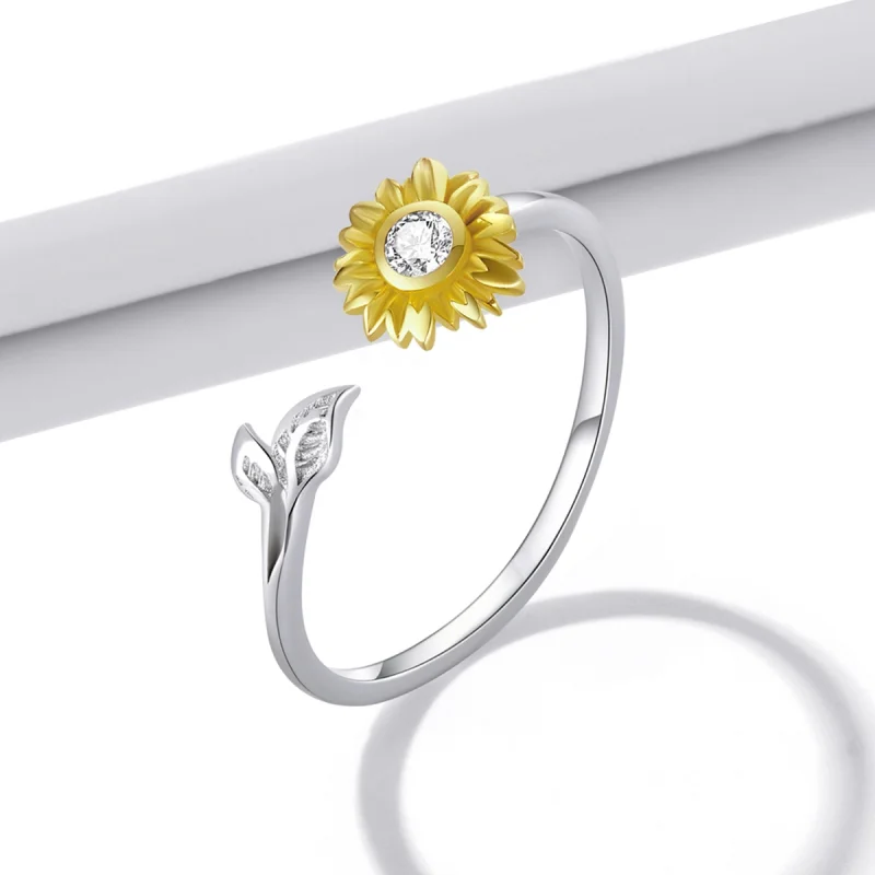 (Bild für) Offener Ring mit Sonnenblume im Pandora-Stil - BSR213 - Ansicht 2
