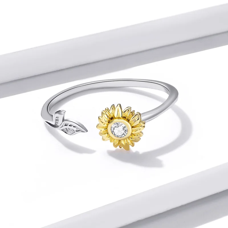 (Bild für) Offener Ring mit Sonnenblume im Pandora-Stil - BSR213 - Ansicht 4