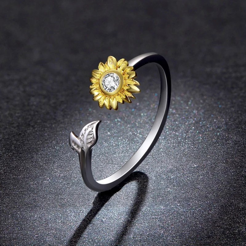 (Bild für) Offener Ring mit Sonnenblume im Pandora-Stil - BSR213 - Ansicht 5