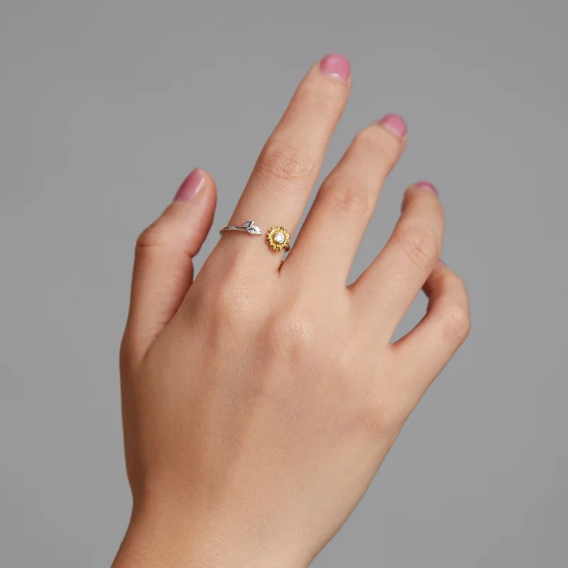 (Bild für) Offener Ring mit Sonnenblume im Pandora-Stil - BSR213 - Ansicht 6