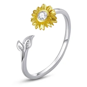 (Bild für) Offener Ring mit Sonnenblume im Pandora-Stil - BSR213