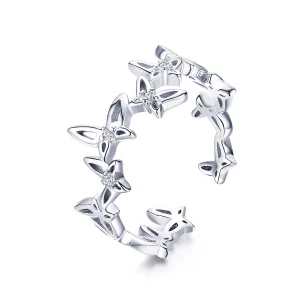 (Bild für) Offener Ring mit tanzenden Schmetterlingen im Pandora-Stil - BSR027