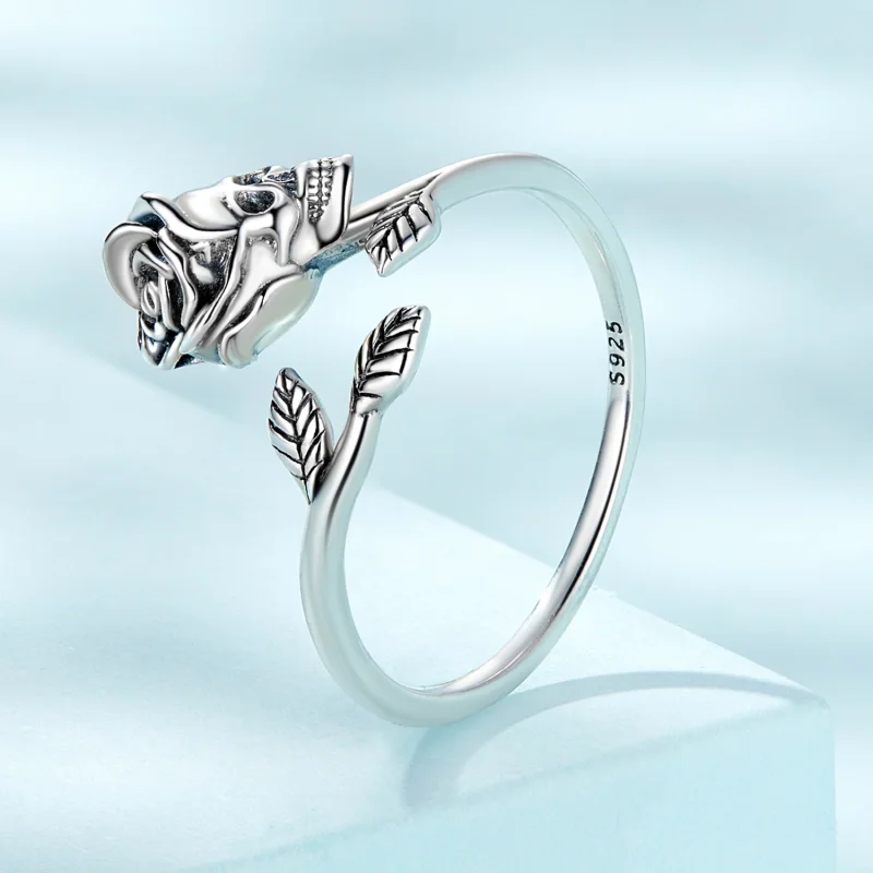 (Bild für) Offener Ring mit Totenkopf-Rose im Pandora-Stil - SCR879 - Ansicht 2