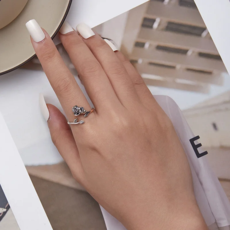 (Bild für) Offener Ring mit Totenkopf-Rose im Pandora-Stil - SCR879 - Ansicht 5