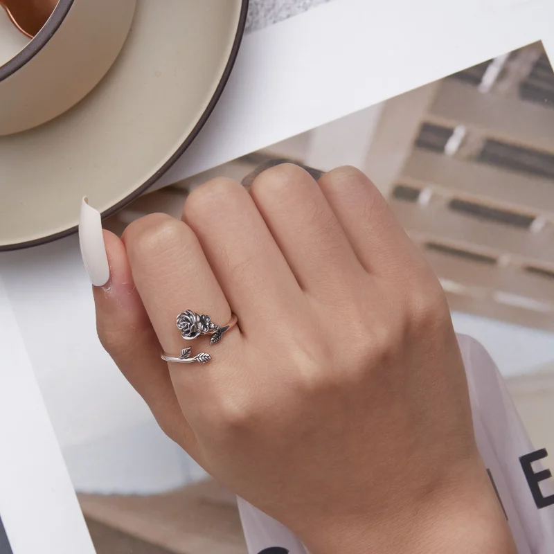 (Bild für) Offener Ring mit Totenkopf-Rose im Pandora-Stil - SCR879 - Ansicht 6