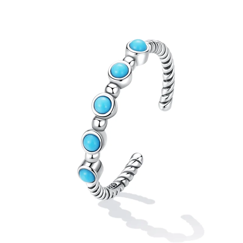 (Bild für) Offener Ring mit türkisfarbenem Twist im Pandora-Stil - SCR823 - Ansicht 2