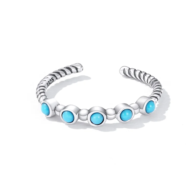 (Bild für) Offener Ring mit türkisfarbenem Twist im Pandora-Stil - SCR823 - Ansicht 3