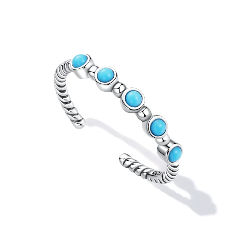 (Bild für) Offener Ring mit türkisfarbenem Twist im Pandora-Stil - SCR823 - Ansicht 5