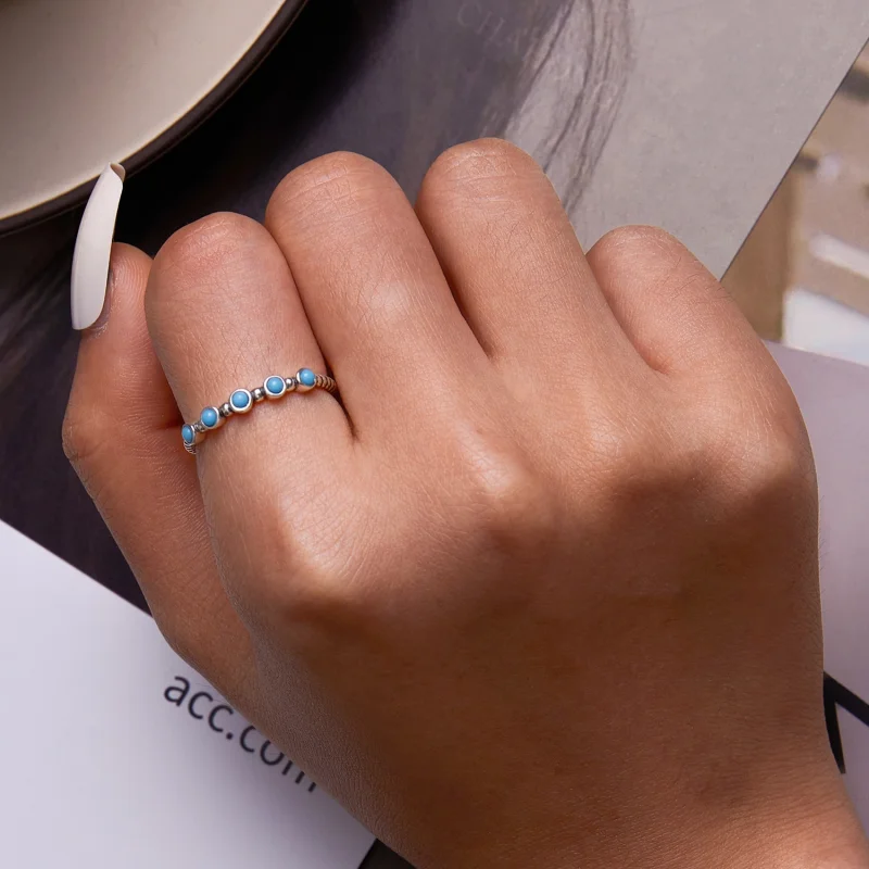 (Bild für) Offener Ring mit türkisfarbenem Twist im Pandora-Stil - SCR823 - Ansicht 6