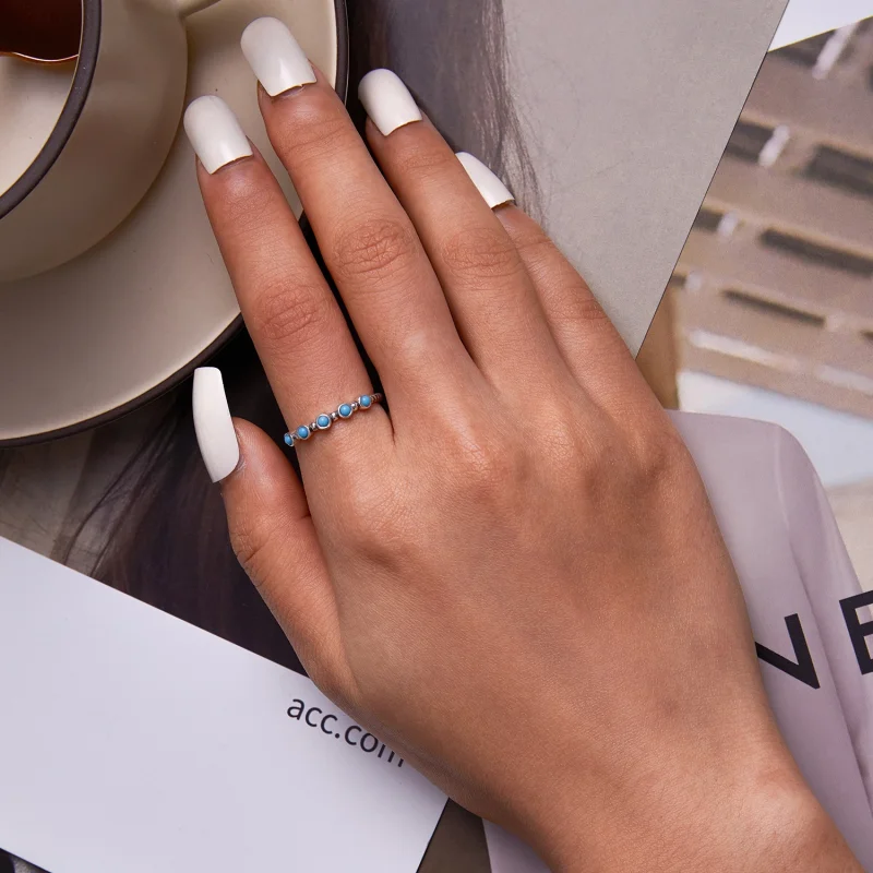 (Bild für) Offener Ring mit türkisfarbenem Twist im Pandora-Stil - SCR823 - Ansicht 8