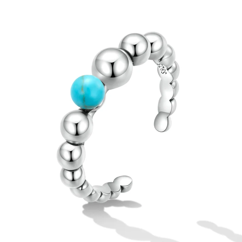 (Bild für) Offener Ring mit türkisfarbenen Bohnen im Pandora-Stil - SCR833 - Ansicht 2