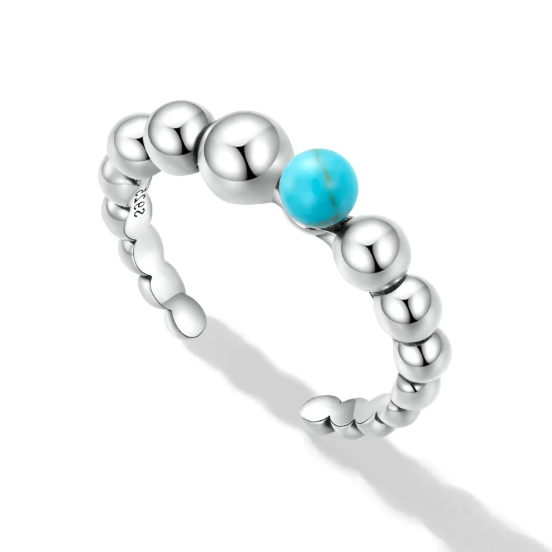 (Bild für) Offener Ring mit türkisfarbenen Bohnen im Pandora-Stil - SCR833 - Ansicht 5