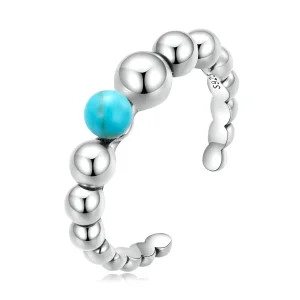 (Bild für) Offener Ring mit türkisfarbenen Bohnen im Pandora-Stil - SCR833