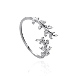 (Bild für) Offener Ring mit zarten Blättern im Pandora-Stil - BSR241-A
