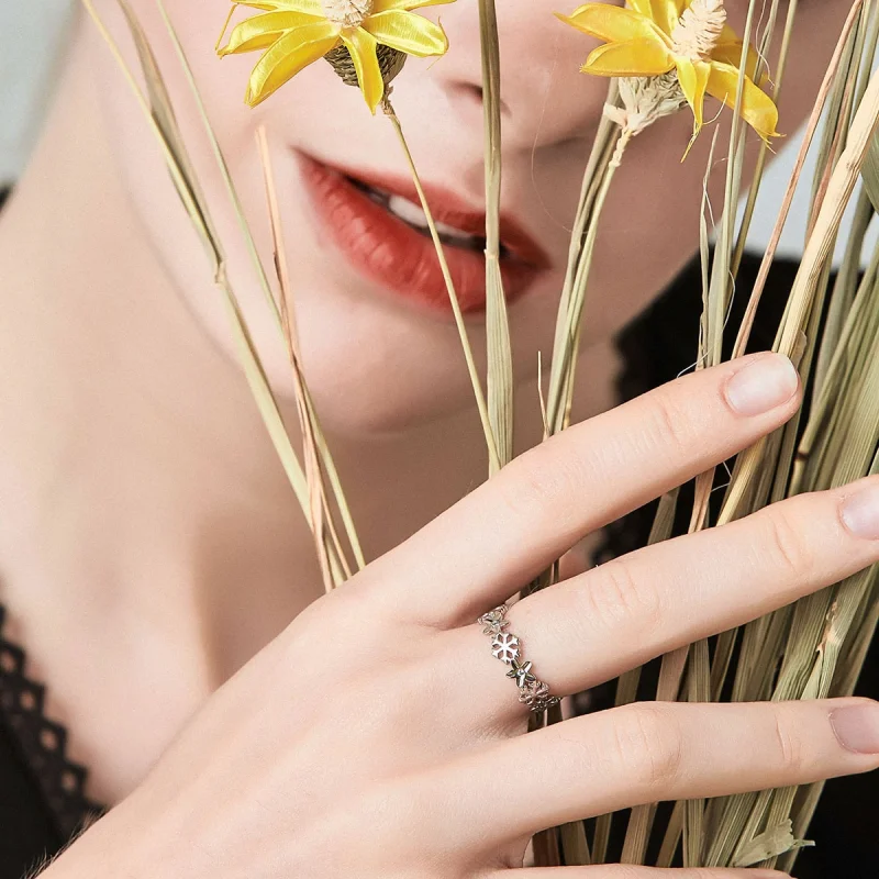 (Bild für) Offener Schneeblumen-Ring im Pandora-Stil - BSR015 - Ansicht 2