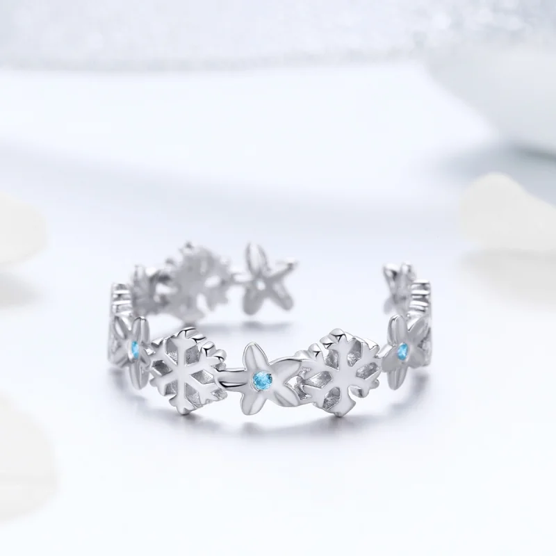 (Bild für) Offener Schneeblumen-Ring im Pandora-Stil - BSR015 - Ansicht 3