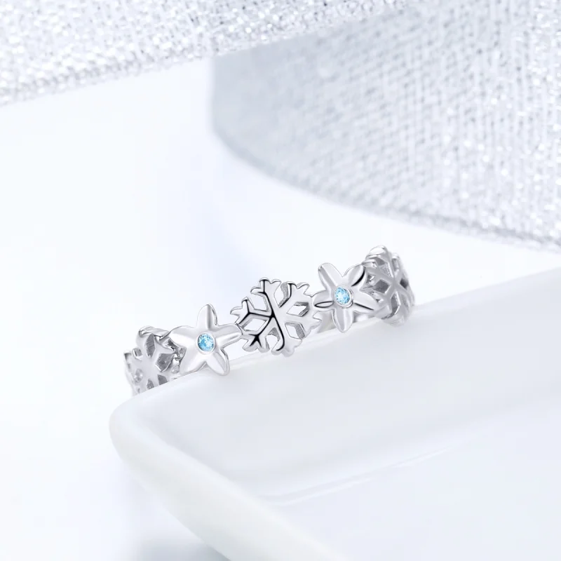 (Bild für) Offener Schneeblumen-Ring im Pandora-Stil - BSR015 - Ansicht 4