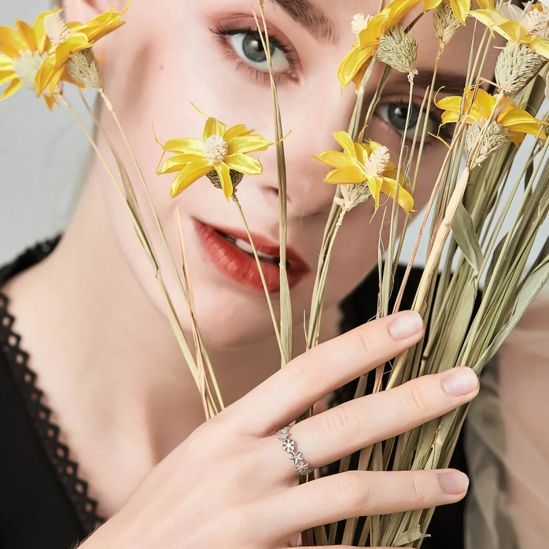 (Bild für) Offener Schneeblumen-Ring im Pandora-Stil - BSR015 - Ansicht 6