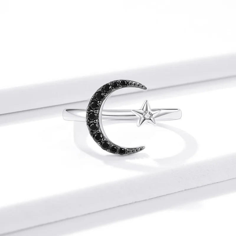 (Bild für) Offener Silberring „Bester Freund“ im Pandora-Stil mit Mond und Stern - BSR137 - Ansicht 3