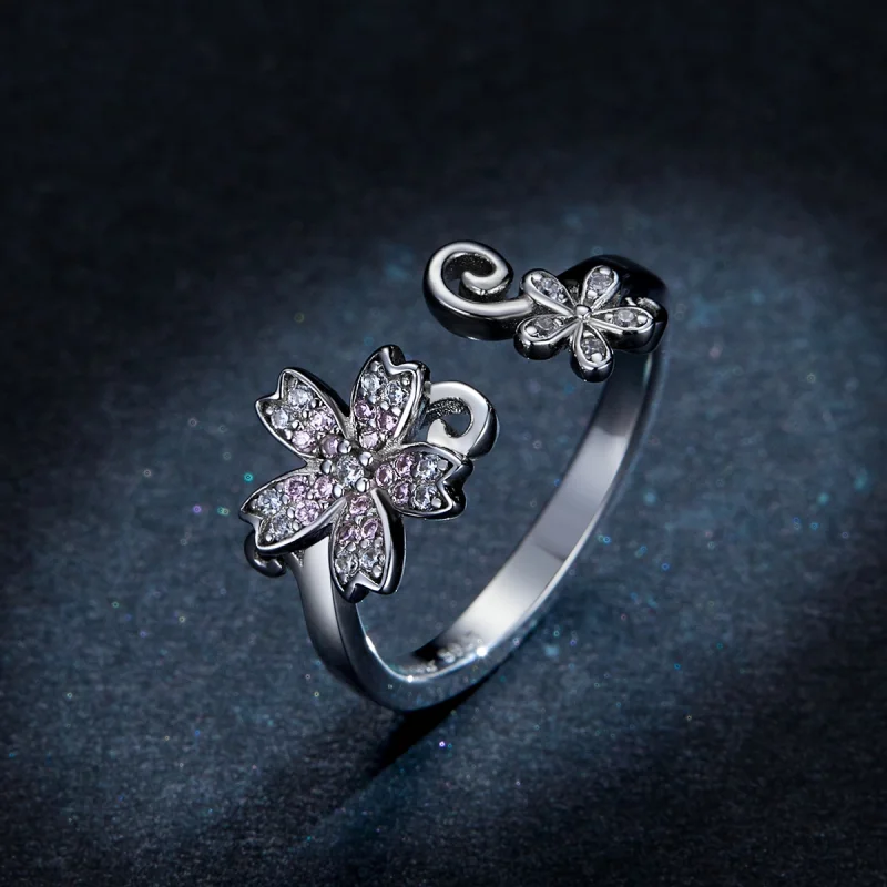 (Bild für) Offener Silberring „Dazzling Daisy“ im Pandora-Stil - BSR086 - Ansicht 5