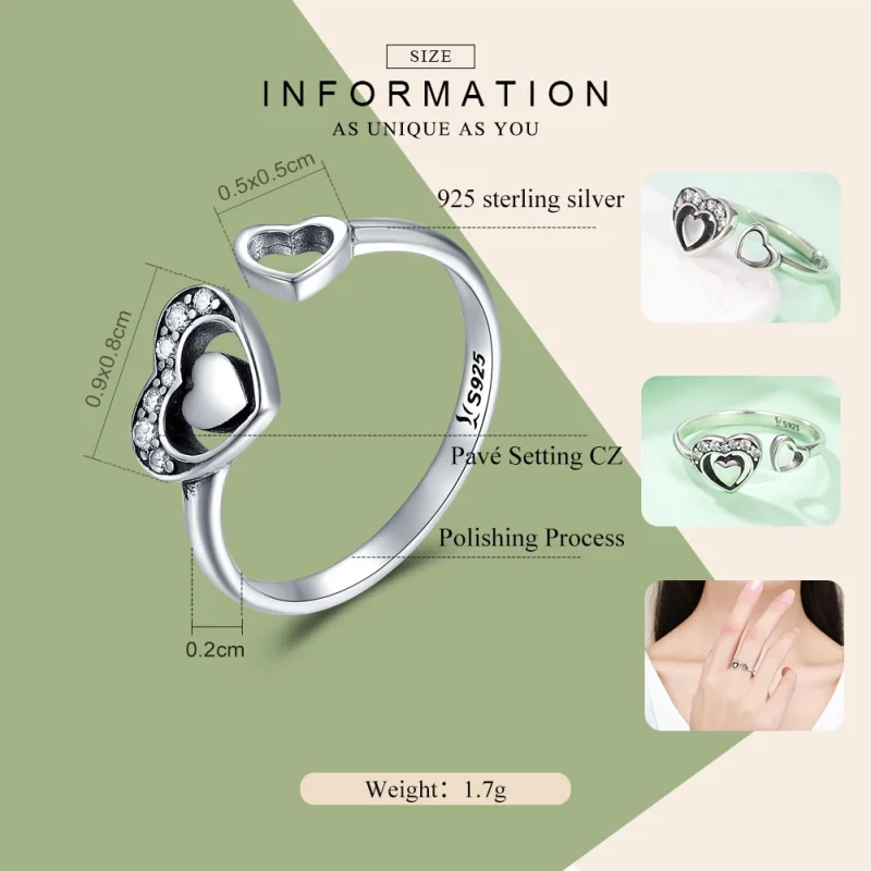 (Bild für) Pandora Ring Herzen Silber - SCR168 - Ansicht 2