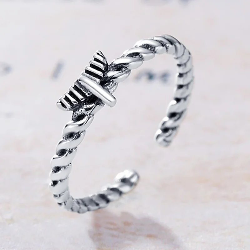 (Bild für) Retro-Nostalgie-Hanfseil-offener Ring im Pandora-Stil - VSR064 - Ansicht 3